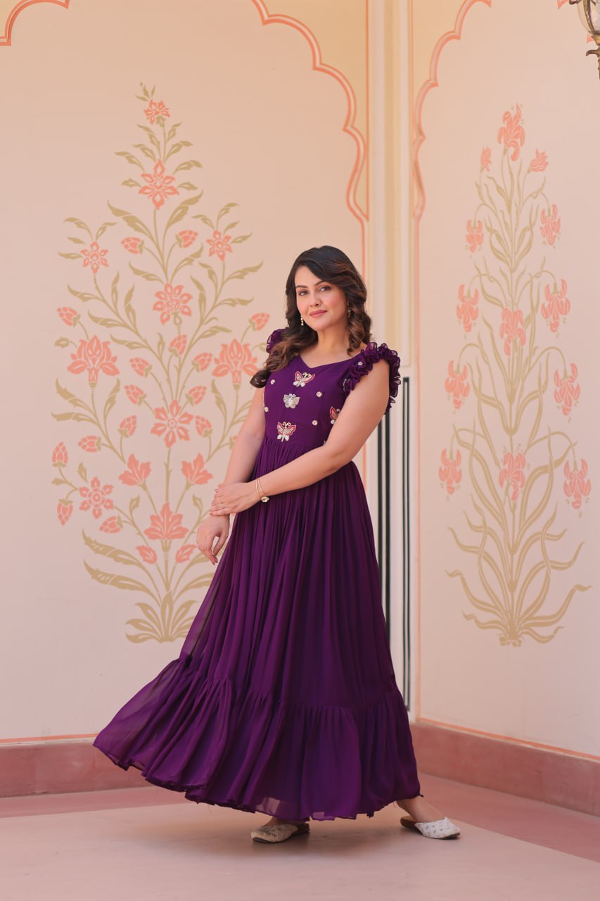Designer Sequins Butterfly Anarkali Dress for Women