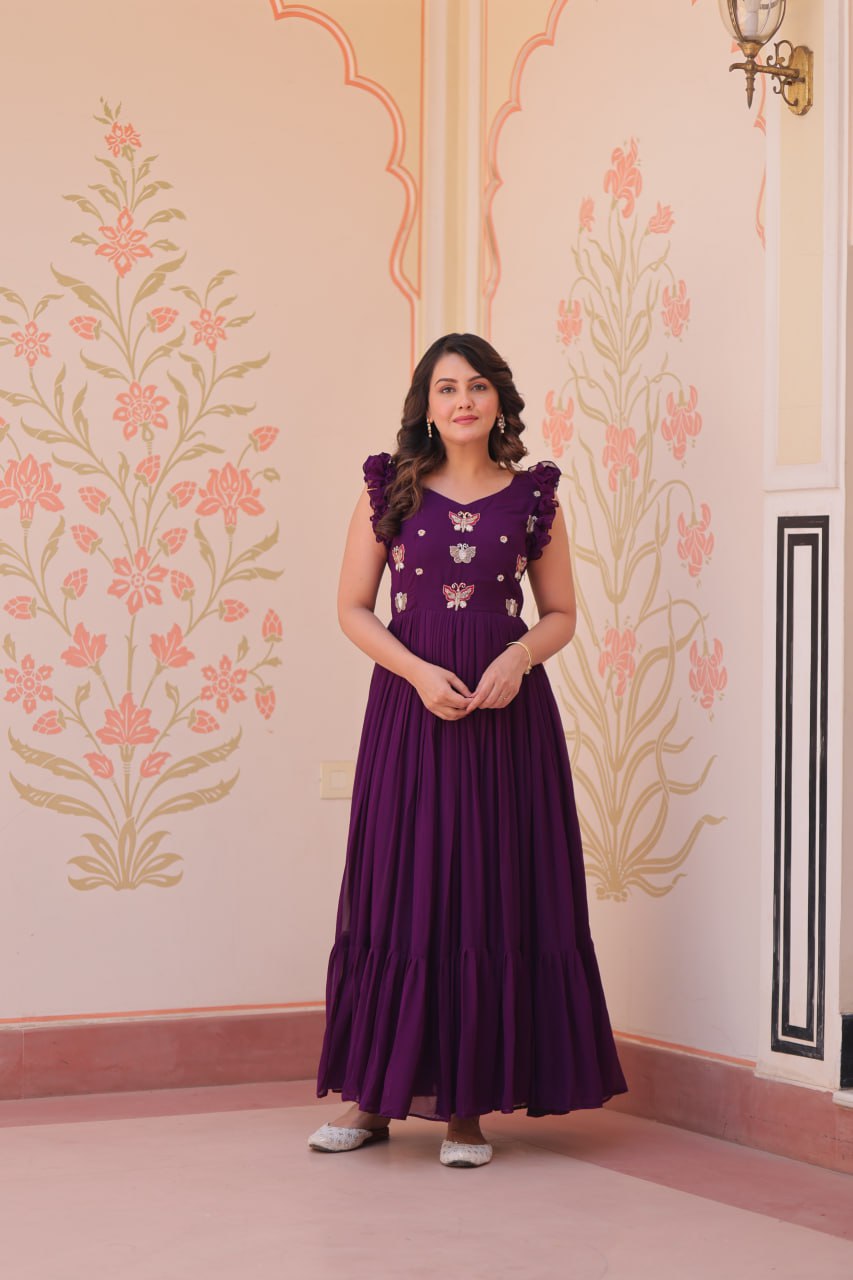 Designer Sequins Butterfly Anarkali Dress for Women