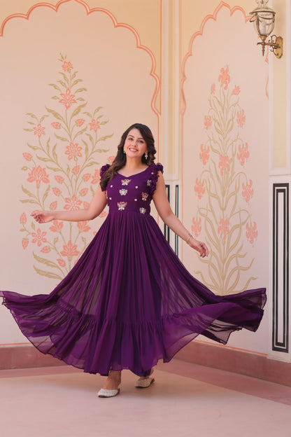 Designer Sequins Butterfly Anarkali Dress for Women