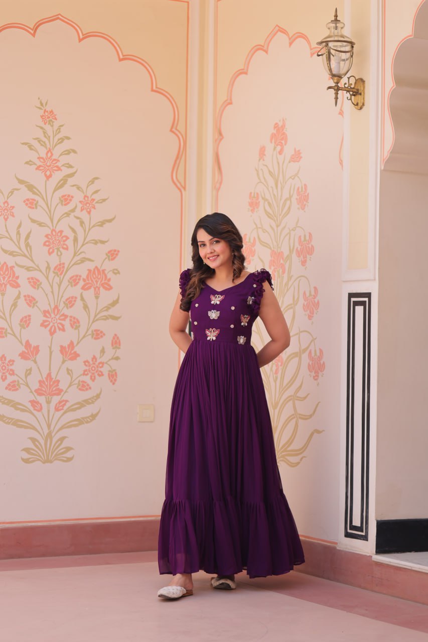 Designer Sequins Butterfly Anarkali Dress for Women