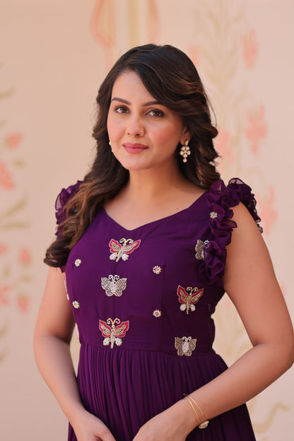 Designer Sequins Butterfly Anarkali Dress for Women