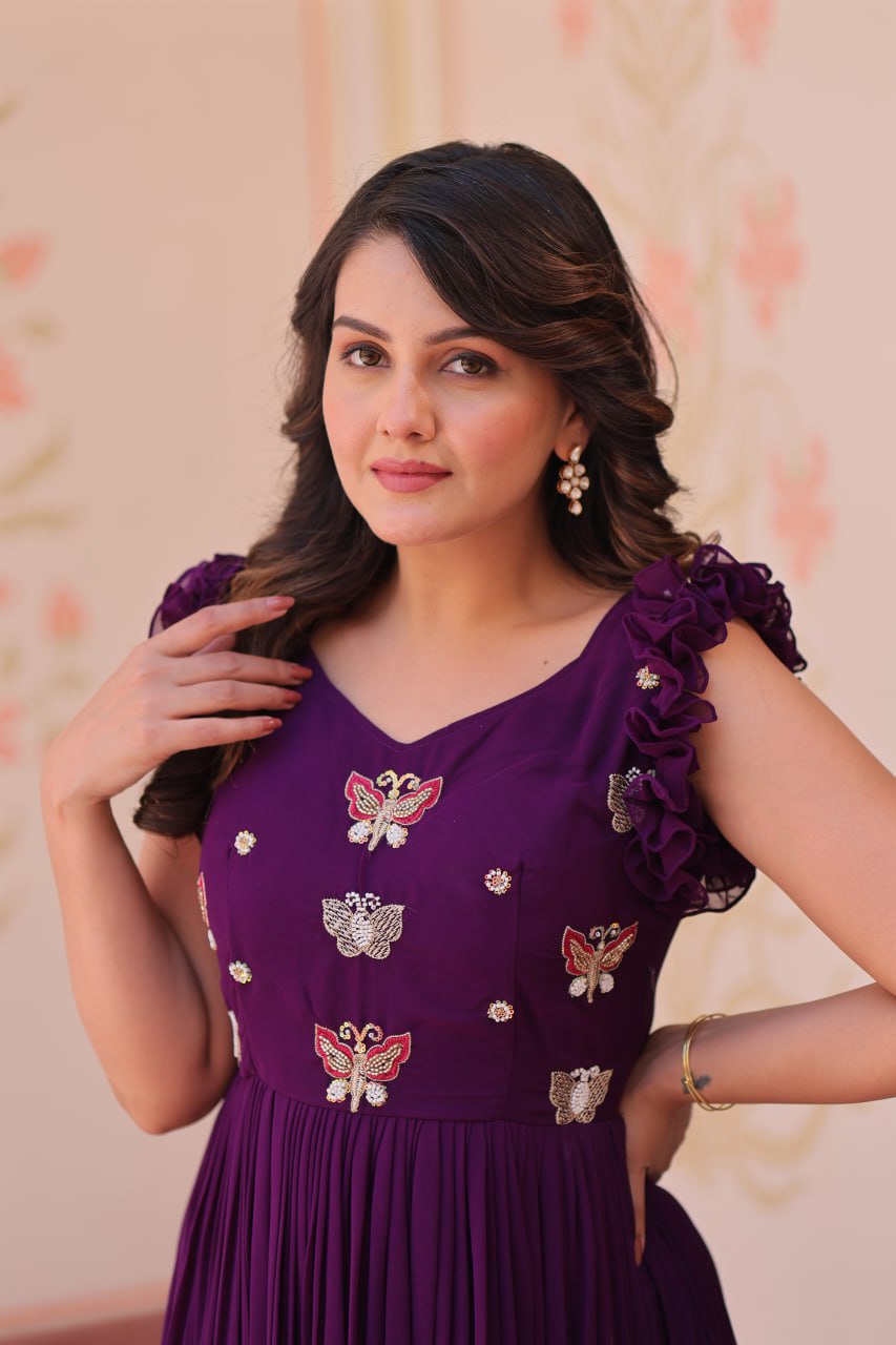 Designer Sequins Butterfly Anarkali Dress for Women