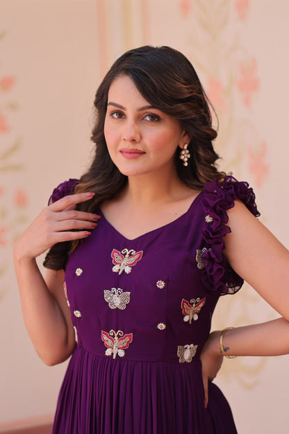 Designer Sequins Butterfly Anarkali Dress for Women
