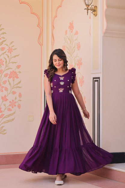 Designer Sequins Butterfly Anarkali Dress for Women