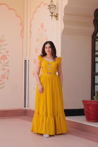 Designer Sequins Butterfly Anarkali Dress for Women