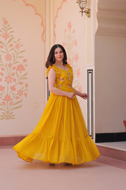 Designer Sequins Butterfly Anarkali Dress for Women