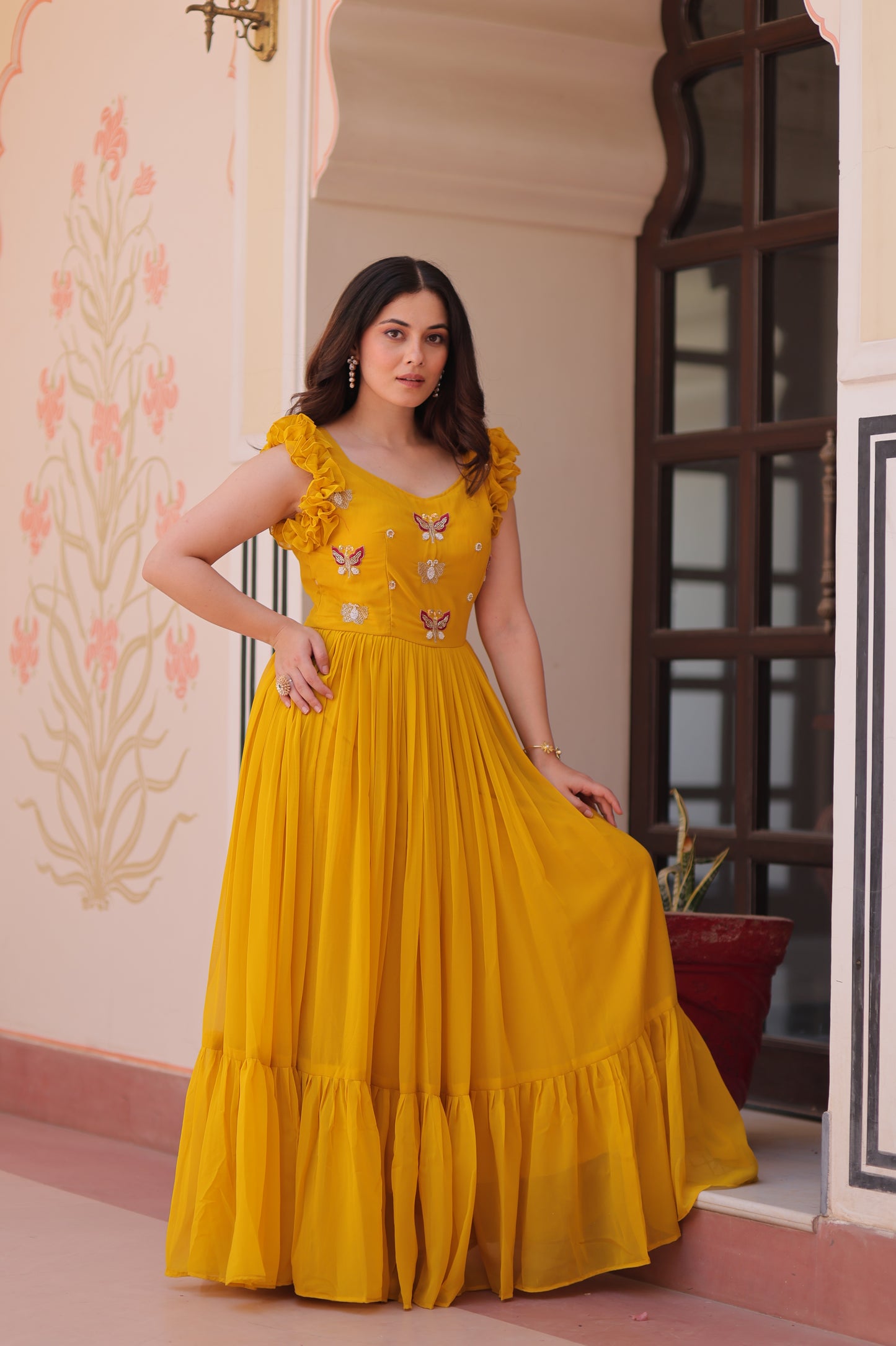Designer Sequins Butterfly Anarkali Dress for Women