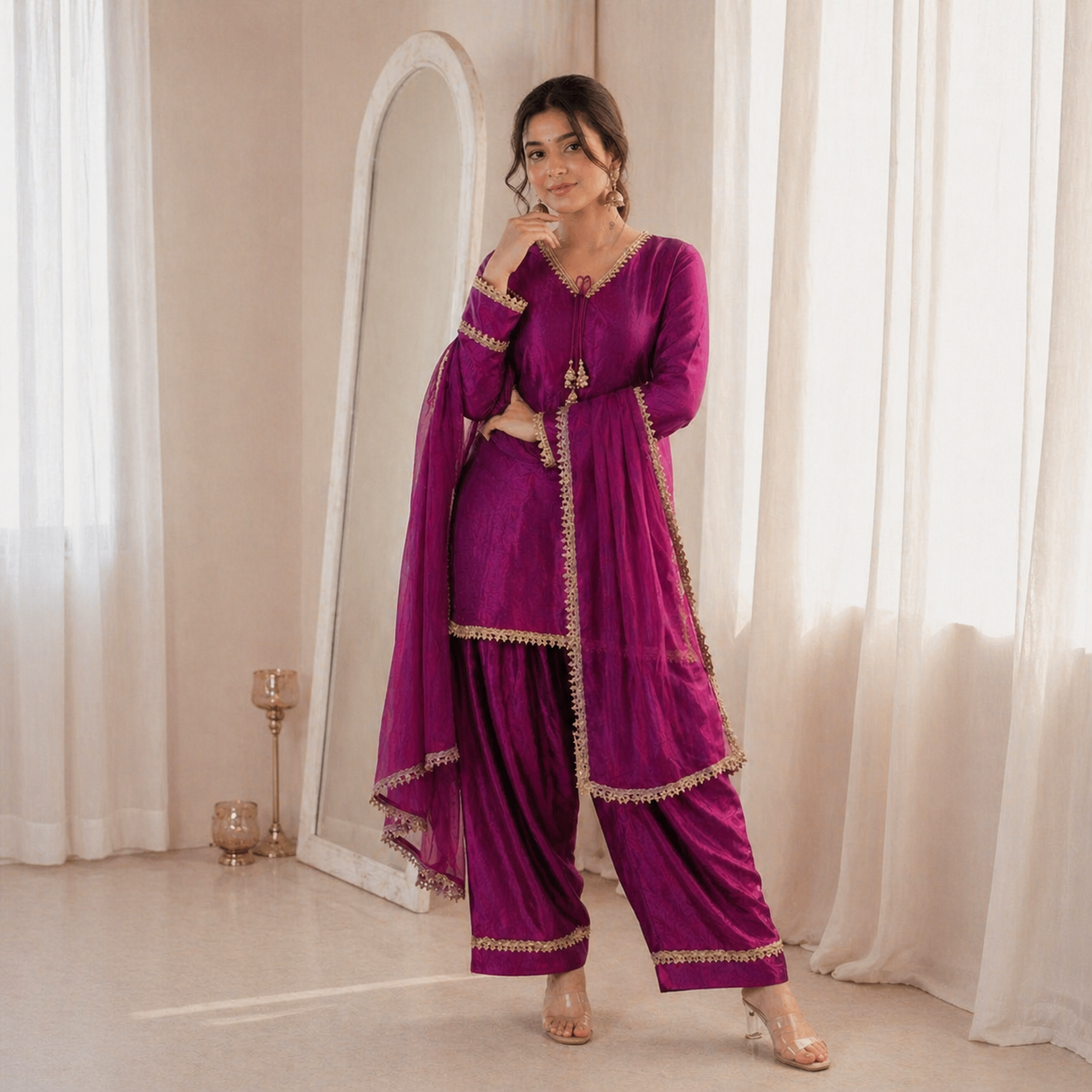 Fendi Silk Salwar Suit Party Wear for Women - Royal Riwaaz
