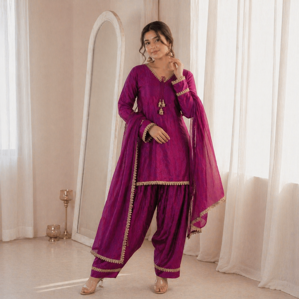 Fendi Silk Salwar Suit Party Wear for Women - Royal Riwaaz