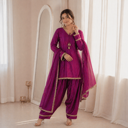 Fendi Silk Salwar Suit Party Wear for Women - Royal Riwaaz