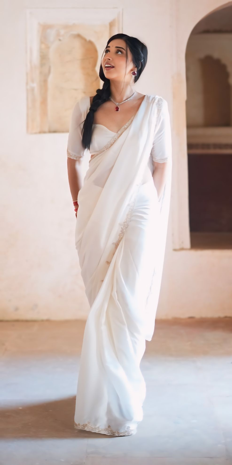Ready to Wear Satin Silk Saree with Stitched Blouse - Festive Wear