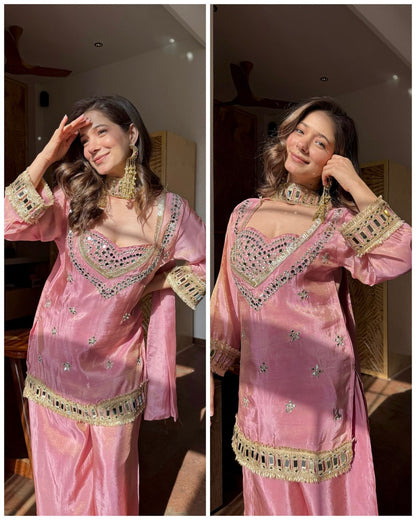 Embroidered Kurta Palazzo Set with Dupatta - 4 Piece Bustier Set