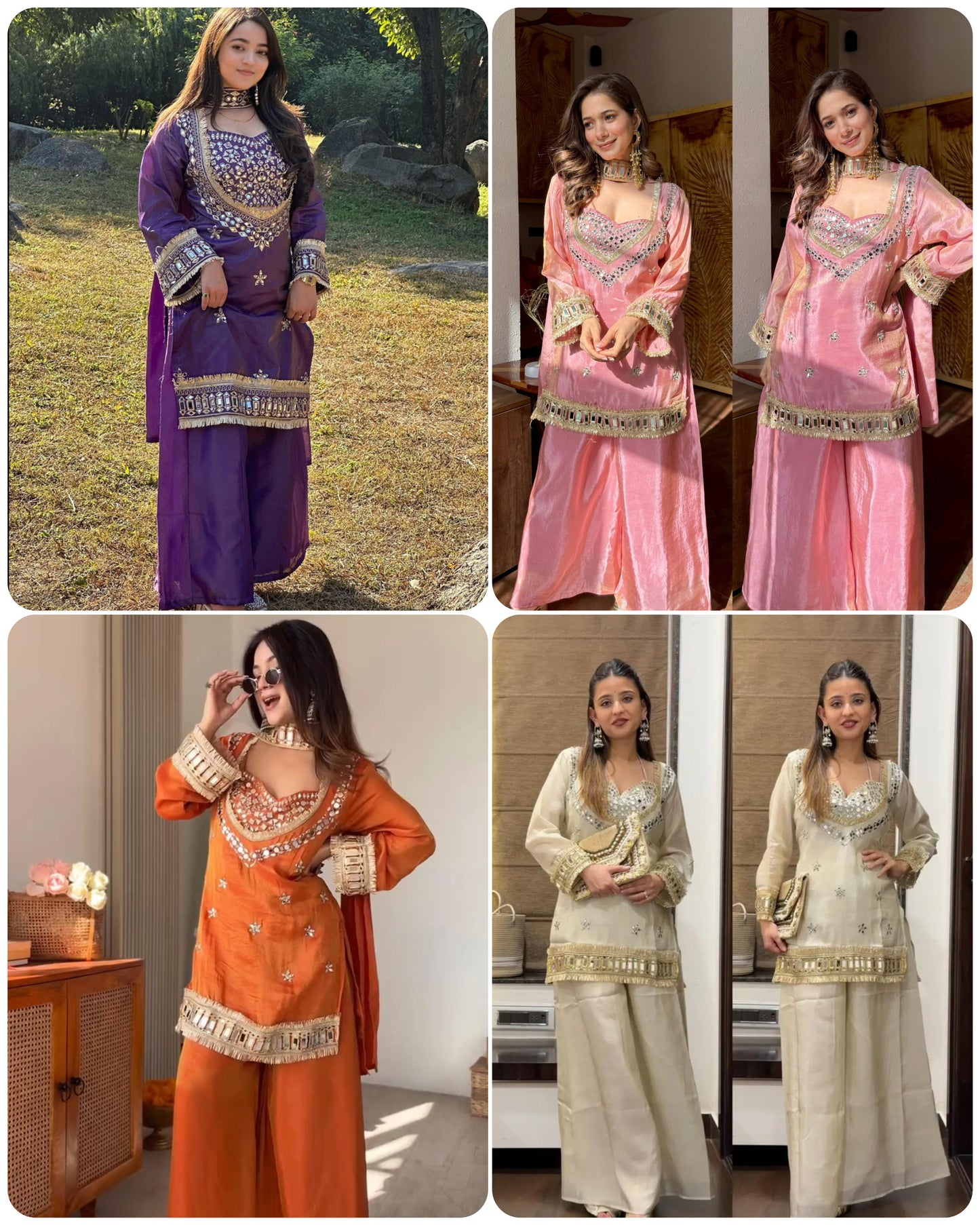Embroidered Kurta Palazzo Set with Dupatta - 4 Piece Bustier Set