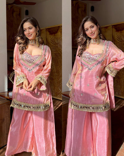 Embroidered Kurta Palazzo Set with Dupatta - 4 Piece Bustier Set