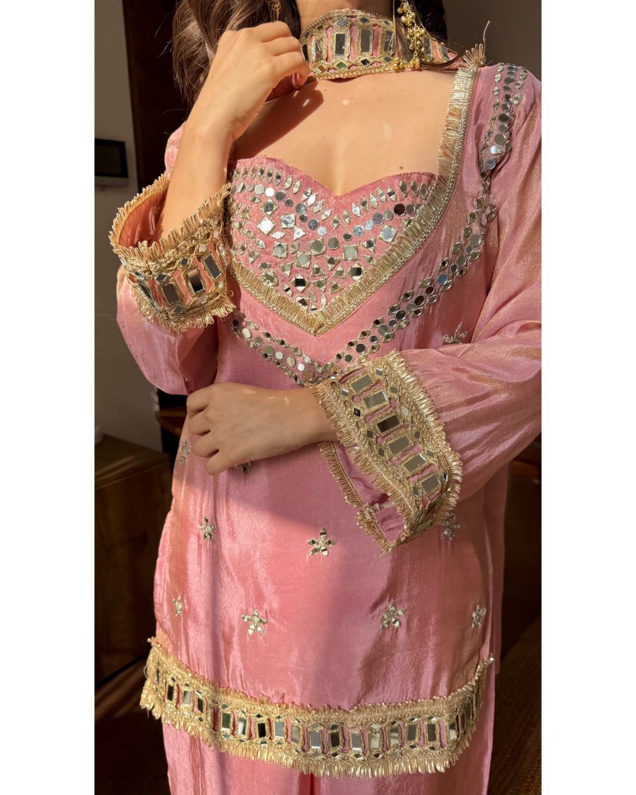 Embroidered Kurta Palazzo Set with Dupatta - 4 Piece Bustier Set