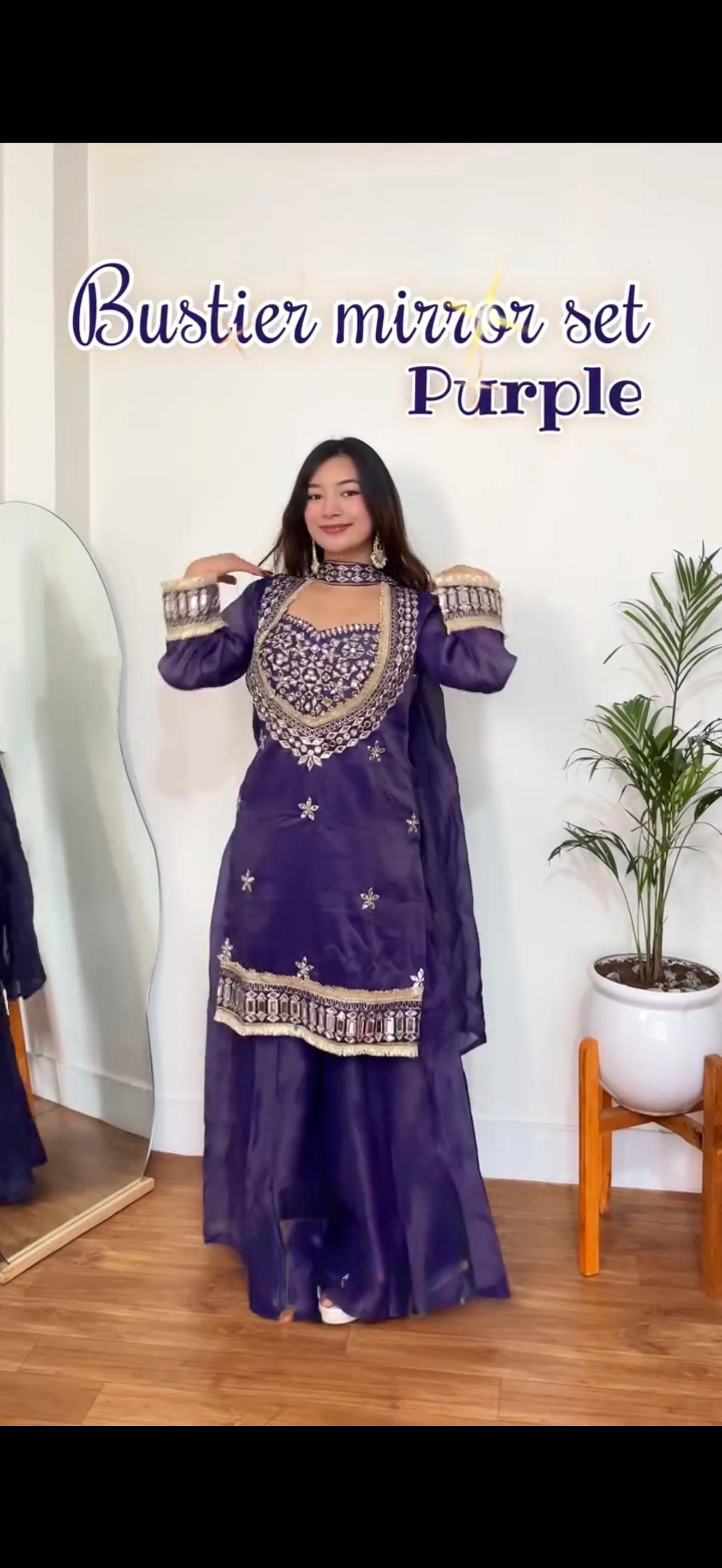 Embroidered Kurta Palazzo Set with Dupatta - 4 Piece Bustier Set