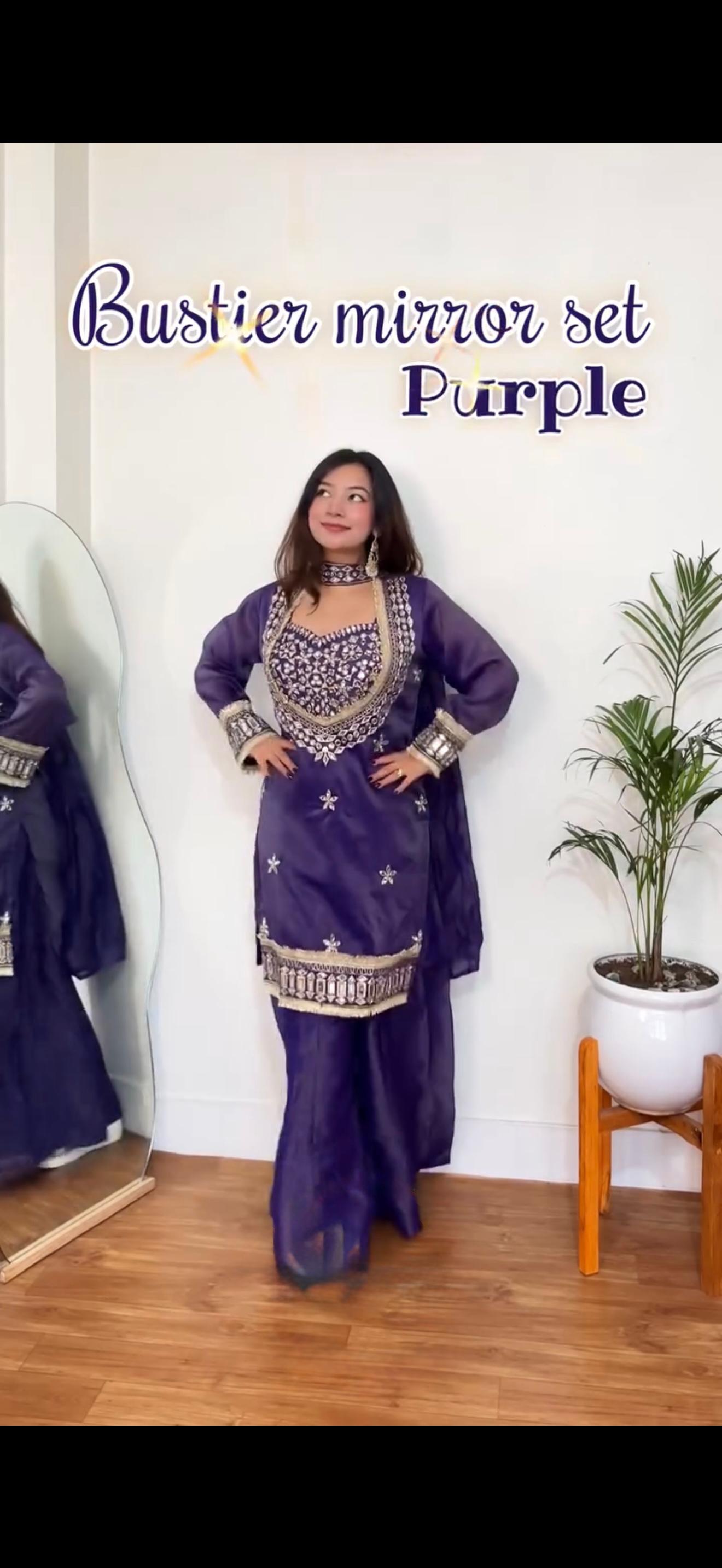 Embroidered Kurta Palazzo Set with Dupatta - 4 Piece Bustier Set