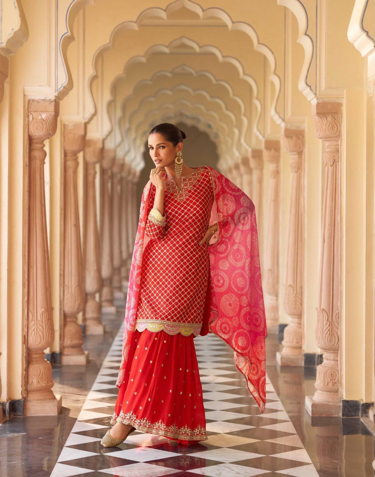 Premium Chinon Heavy Embroidery Plazo Salwar Kameez with Dupatta