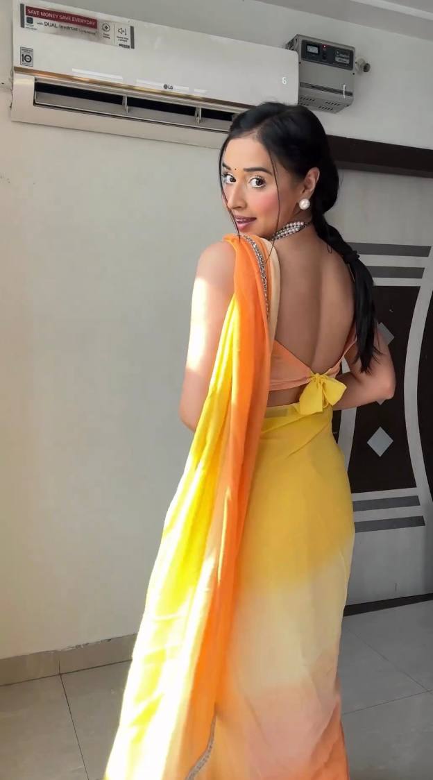 Yellow Ombre Georgette Ready to Wear Saree - Festive Ethnic Wear