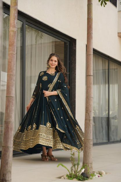 Premium Faux Blooming Gown with Zari & Sequins Embroidery
