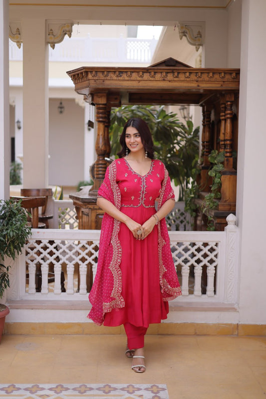 Mul Chanderi Kali Anarkali Suit with Georgette Dupatta