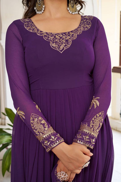 Sequined Faux Georgette Anarkali Suit for Women