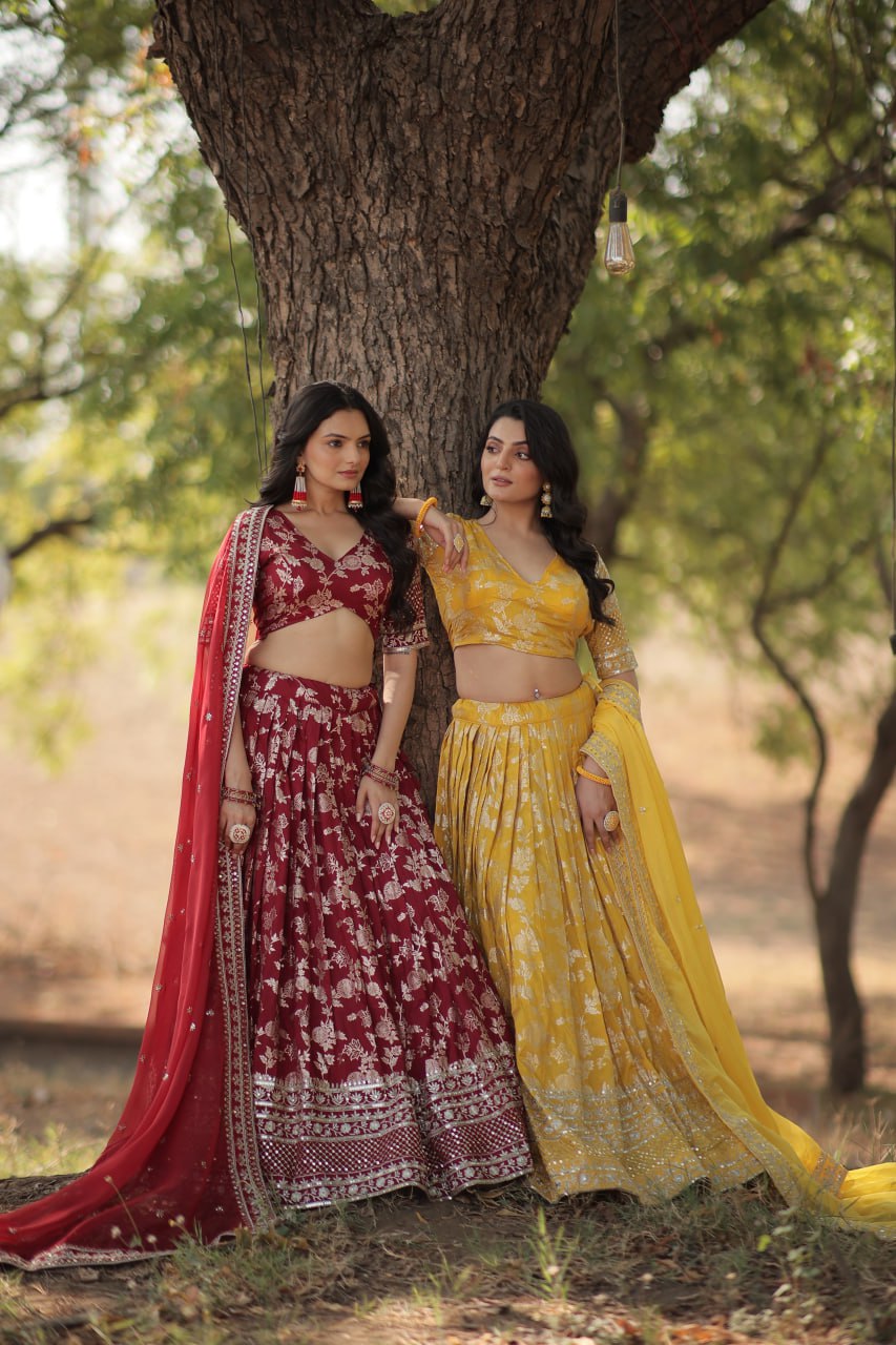 Viscose Jacquard Lehenga Choli with Russian Silk Dupatta