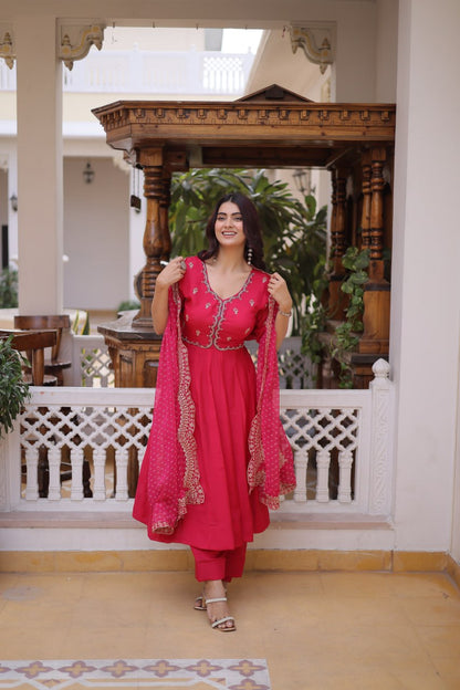 Mul Chanderi Kali Anarkali Suit with Georgette Dupatta