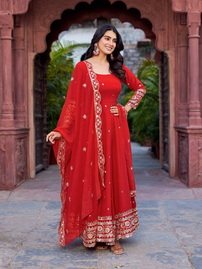 Georgette Anarkali Gown with Sequence Work & Dupatta