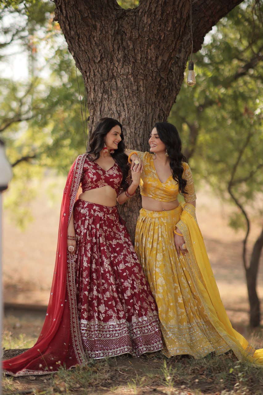 Viscose Jacquard Lehenga Choli with Russian Silk Dupatta