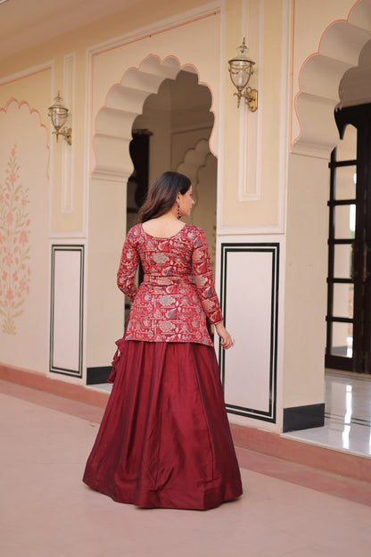 Premium Simmer Vichitra Lehenga Choli Set with Jacquard Blouse