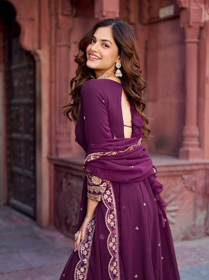 Georgette Anarkali Gown with Sequence Work & Dupatta