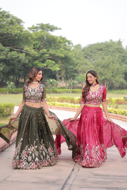 Premium Gold Crush Sequins Embroidered Lehenga Choli Set
