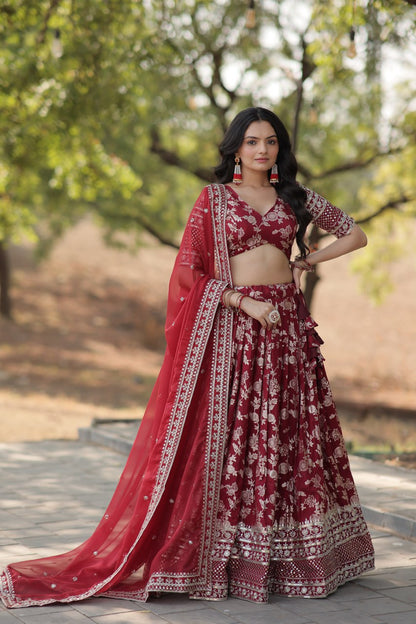Viscose Jacquard Lehenga Choli with Russian Silk Dupatta