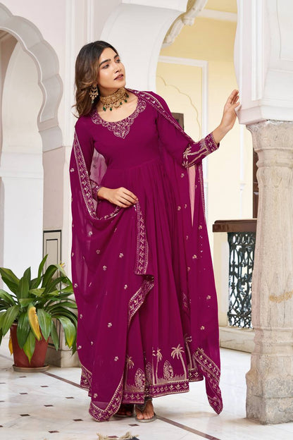 Sequined Faux Georgette Anarkali Suit for Women