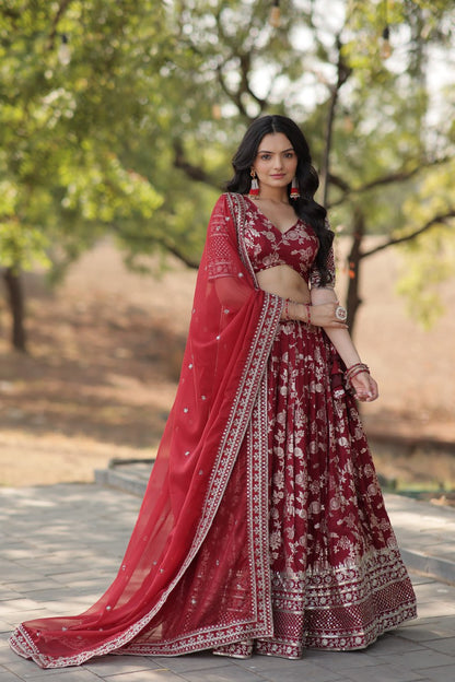 Viscose Jacquard Lehenga Choli with Russian Silk Dupatta