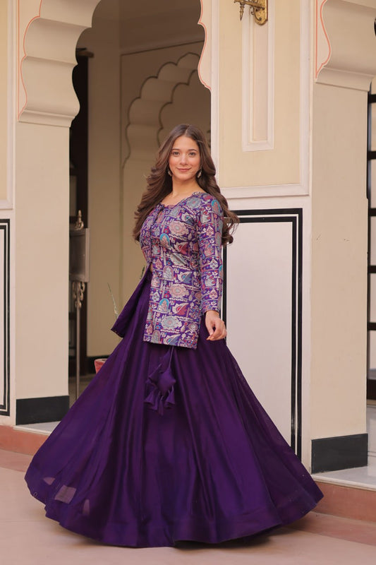Premium Simmer Vichitra Lehenga Choli Set with Jacquard Blouse