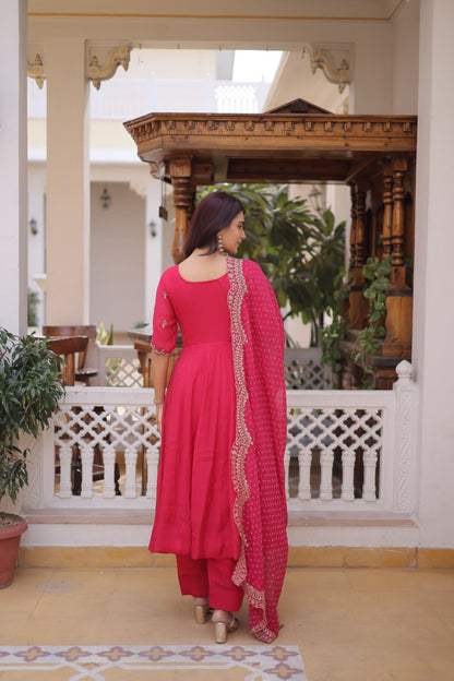 Mul Chanderi Kali Anarkali Suit with Georgette Dupatta