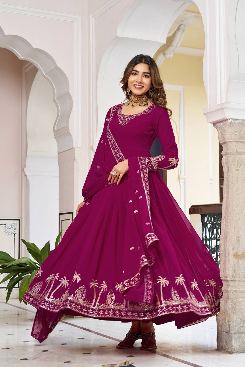 Sequined Faux Georgette Anarkali Suit for Women