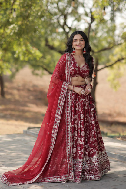 Viscose Jacquard Lehenga Choli with Russian Silk Dupatta