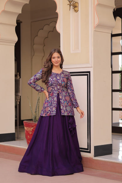 Premium Simmer Vichitra Lehenga Choli Set with Jacquard Blouse