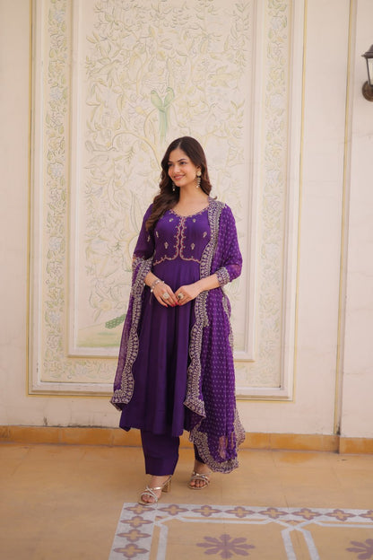 Mul Chanderi Kali Anarkali Suit with Georgette Dupatta