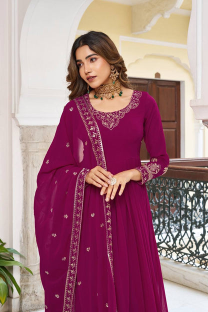 Sequined Faux Georgette Anarkali Suit for Women