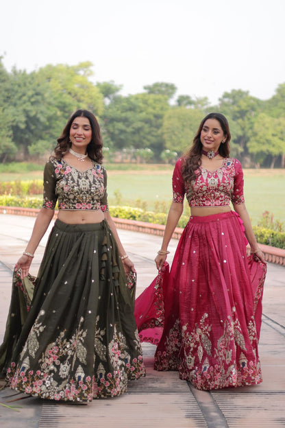 Premium Gold Crush Sequins Embroidered Lehenga Choli Set