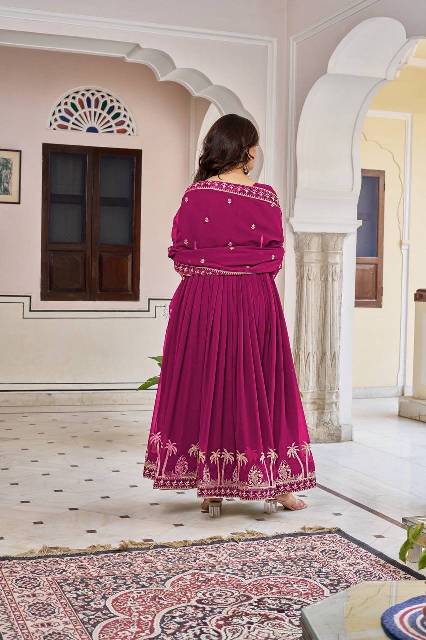 Sequined Faux Georgette Anarkali Suit for Women