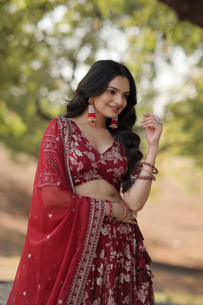Viscose Jacquard Lehenga Choli with Russian Silk Dupatta