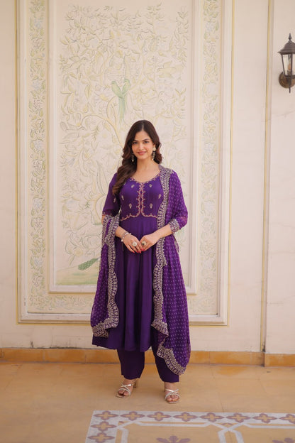 Mul Chanderi Kali Anarkali Suit with Georgette Dupatta