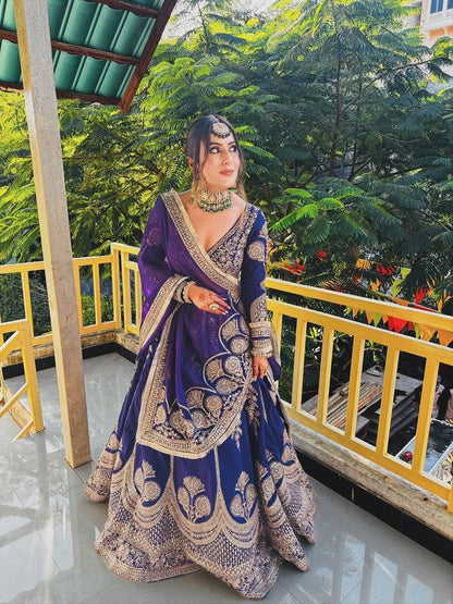 Royal Blue Georgette Designer Lehenga Choli with Sequence Work