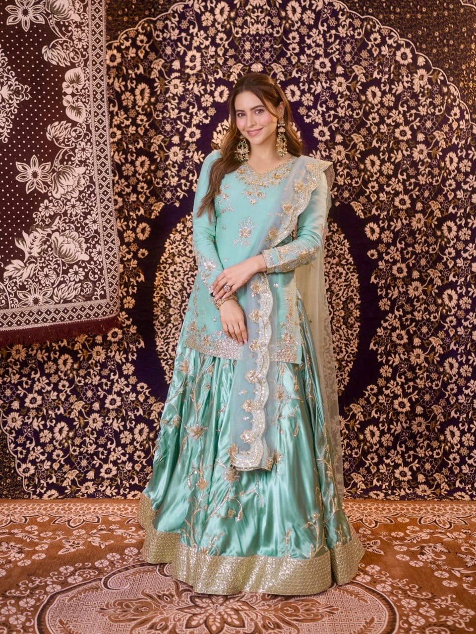 Sea Green Salwar Kameez - Party Wear Suit with Sequin Work