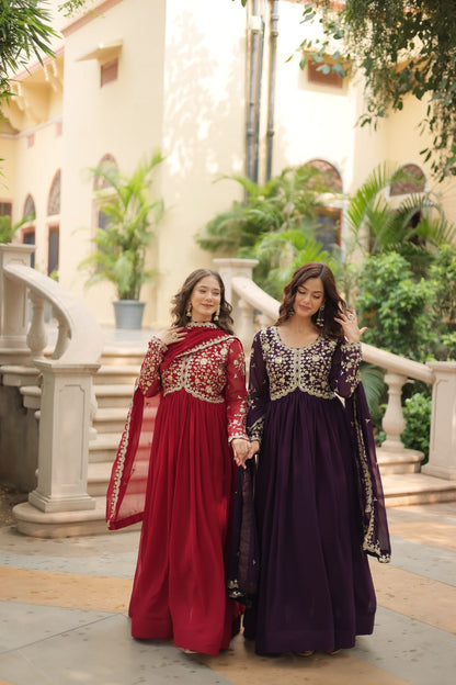 Designer Anarkali Party Wear Gown with Sequins Embroidery